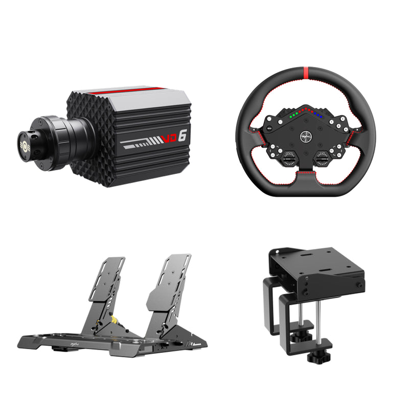 Kit Simulador de Corrida PXN VD6 Direct Drive 6Nm + Volante WDS R2 + Pedais Acelerador e Freio