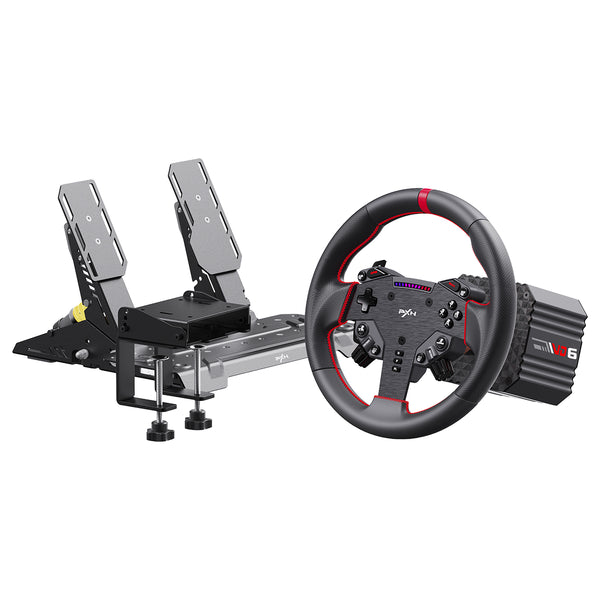 Kit Simulador de Corrida PXN VD6 Direct Drive 6Nm + Volante WAS + Pedais Acelerador e Freio