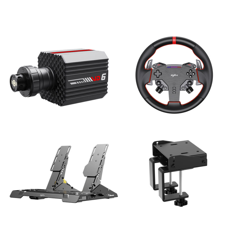 Kit Simulador de Corrida PXN VD6 Direct Drive 6Nm + Volante WAS + Pedais Acelerador e Freio