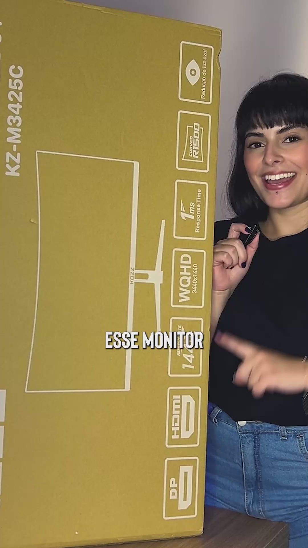 Monitor Gamer Curvo 34'' Kozz M3425C - Ultrawide QuadHD Redução Luz Azul 1ms 165Hz