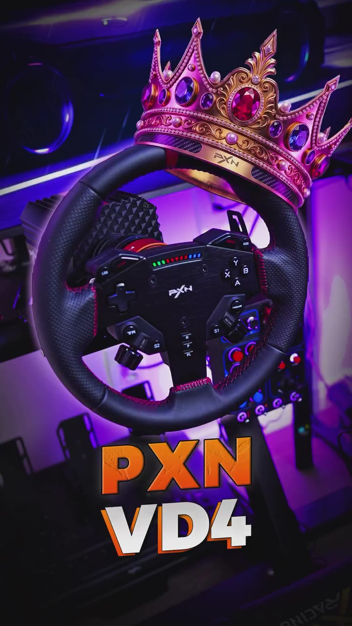 Kit Simulador de Corrida PXN VD4 Torque 4Nm Para PC + Volante W AS Quick Release + Pedais Freio e Acelerador