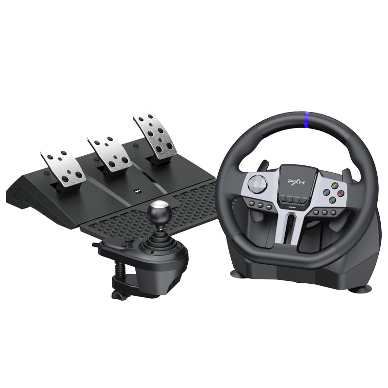 Kit Simulador de Corrida PXN-V9 Volante Vibração + Câmbio + Pedais Acelerador, Freio e Embreagem