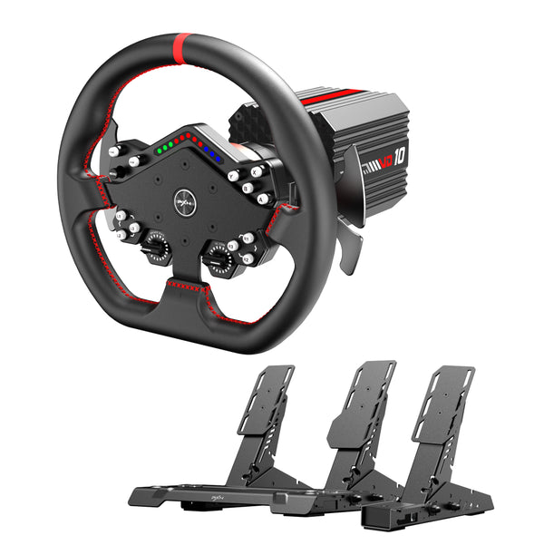 Kit Simulador de Corrida PXN Direct Drive VD10 10Nm  +Volante WDS R2 + Pedais Freio, Acelerador e Embreagem Efeito Hall