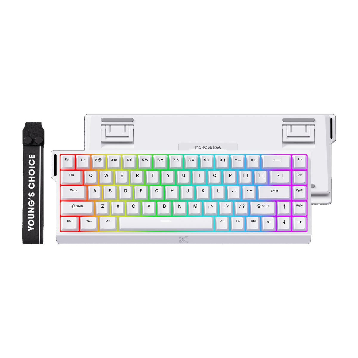 Teclado Gamer MCHOSE Ace 68 Branco Hall Effect 65% Iluminação RGB