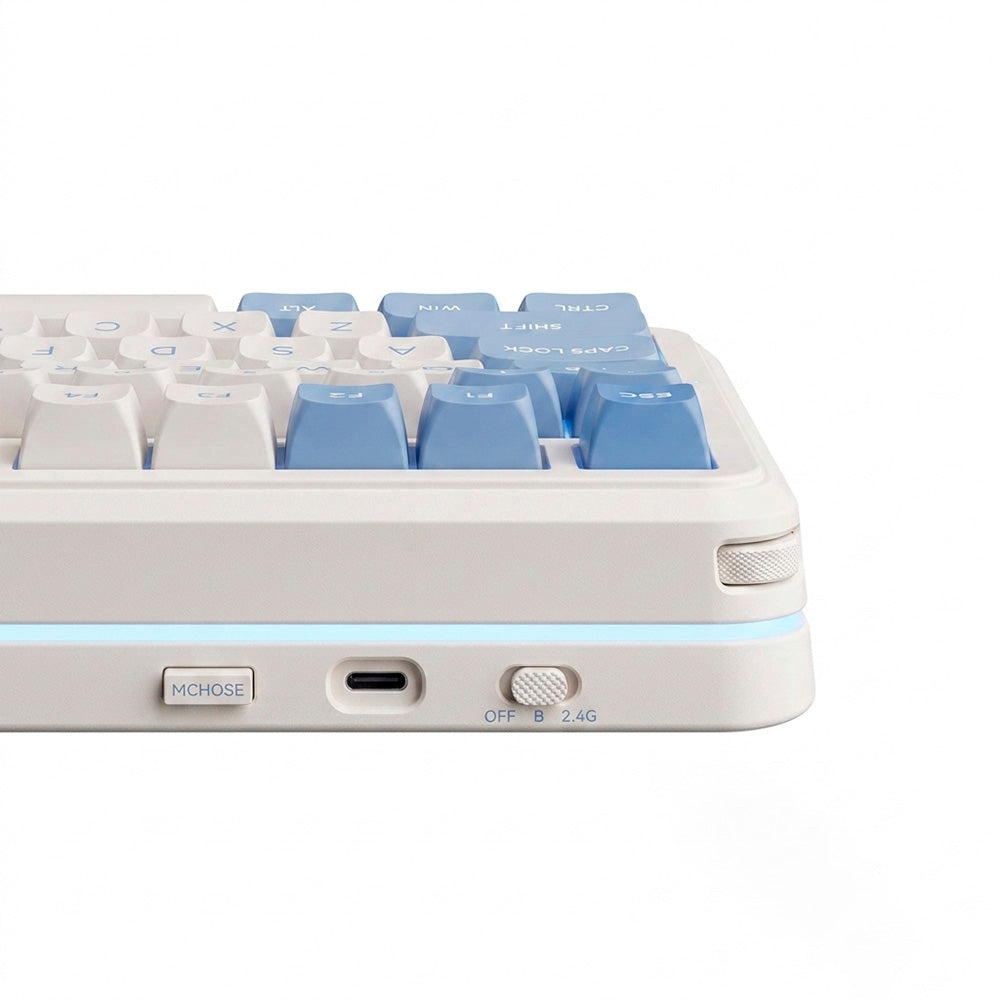 Teclado Gamer Sem Fio MCHOSE K99 V Tri-Modo Azul 8K Polling SOCD RGB 360°