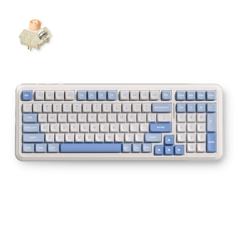 Teclado Gamer Sem Fio MCHOSE K99 V Tri-Modo Azul 8K Polling SOCD RGB 360°