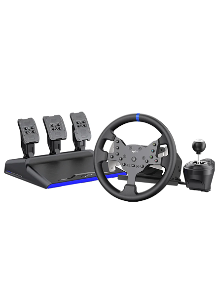 Kit Simulador de Corrida PXN V99 Base Force Feedback 3Nm + Volante + Câmbio 6 Marchas + Pedais Acelerador, Freio e Embreagem