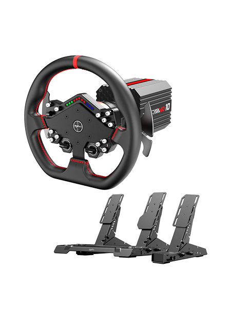 Kit Simulador de Corrida PXN Direct Drive VD10 10Nm  +Volante WDS R2 + Pedais Freio, Acelerador e Embreagem Efeito Hall
